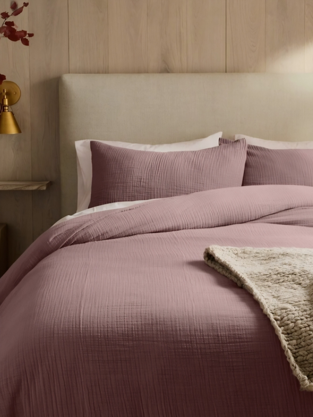 Quince Organic Airy Gauze King/Cal King Duvet Cover Set Color Fig